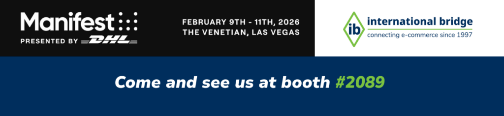 Manifest 2026 conference banner showing event dates in Las Vegas and International Bridge invitation to visit booth 2089.